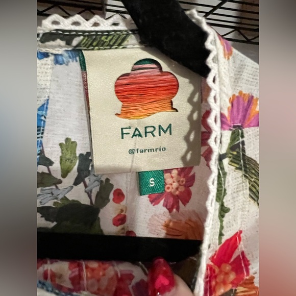 FARM RIO Ruffled Floral-Print Cotton Top, SMALL NWOT - Picture 6 of 7